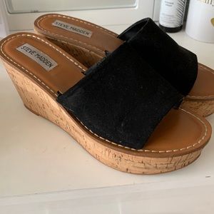 Black Steve Madden slip on heels